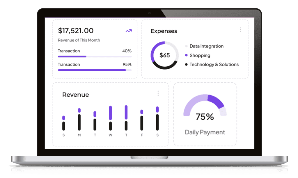 Vitrify data migration dashboard on a laptop